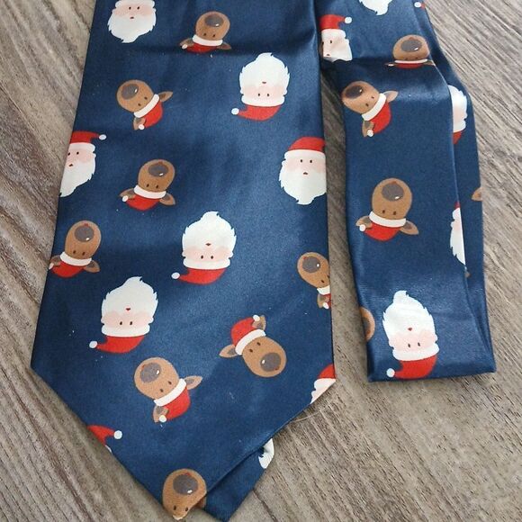 Christmas Necktie Christmas Party Fun Christmas Theme Print Tie Santa Reindeer - Picture 2 of 5
